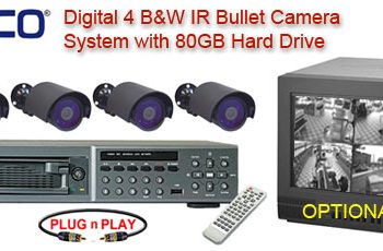 Nuvico 4BDIR80 4 B&W IR Nightvision Camera w/ 4 CH DVR 80GB
