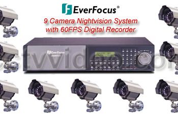 ALL DIGITAL 9 WEATHERPROOF INFRARED SECURITY CAMERA SYSTEM