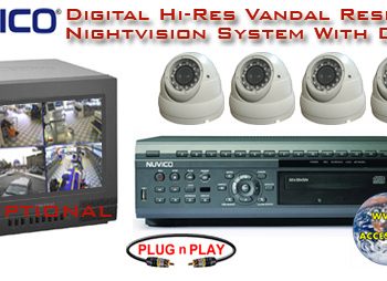ALL DIGITAL NIGHTVISION VANDAL RESISTANT WEATHERPROOF DOME CAMERA SYSTEM WITH NUVICO DVR ***Professional Grade***
