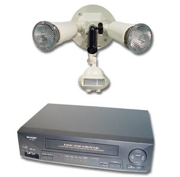 MOTION ACTIVATED LIGHT AND SECURITY CAMERA SYSTEM WITH VCR