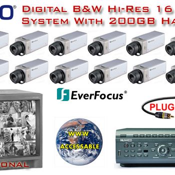 Nuvico 16BDF250 16 B&W Hi-Res Box Camera w/ 16 CH DVR 250GB