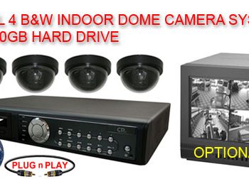COMPLETE 4 BLACK & WHITE INDOOR DOME CAMERA SYSTEM WITH DIGITAL RECORDER