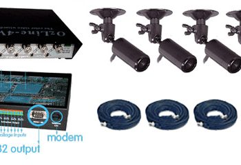 COMPLETE 4 CAMERA B&W INDOOR/OUTDOOR REMOTE VIDEO SYSTEM OVER TELEPHONE LINE
