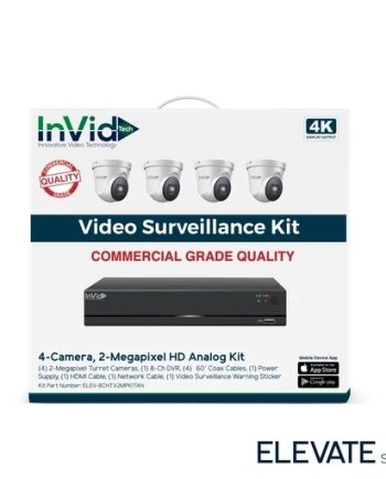 InVid ELEV-8CHTX2MPKITAN-2TB 2 Megapixel 4K 4 Turret Cameras with 8 Channel Digital Video Recorder, 2TB