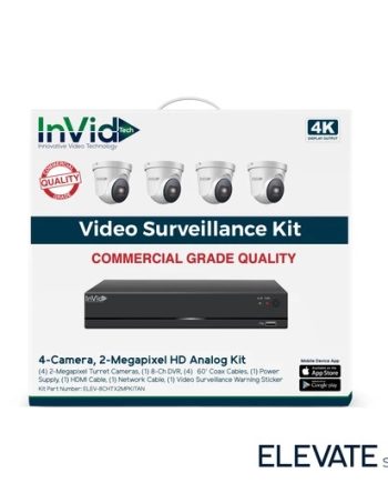 InVid ELEV-8CHTX2MPKITAN-8TB 2 Megapixel 4K 4 Turret Cameras with 8 Channel Digital Video Recorder, 8TB