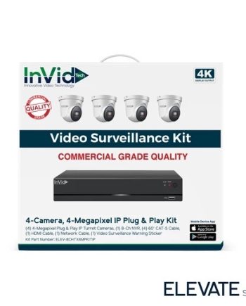InVid ELEV-8CHTX4MPKITIP-2TB 4 Megapixel 4K Plug & Play IP Turret Cameras with 8 Channel Network Video Recorder, 2TB