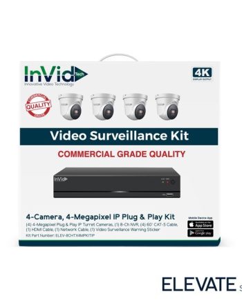InVid ELEV-8CHTX4MPKITIP 4 Megapixel Plug & Play IP Turret Cameras with 8 Channel Network Video Recorder, No HDD