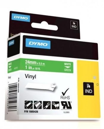 Dymo 1805426 RHINO 1″ Green Vinyl (white print)