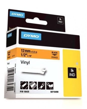 Dymo 18435 RHINO 1/2″ (12mm) Orange Vinyl Labels