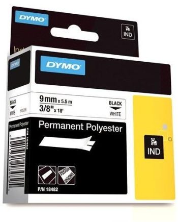 Dymo 18482 RHINO 3/8″ (9mm) White Permanent Polyester Labels