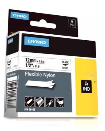 Dymo 18488 RHINO 1/2″ (12mm) White Flexible Nylon Labels