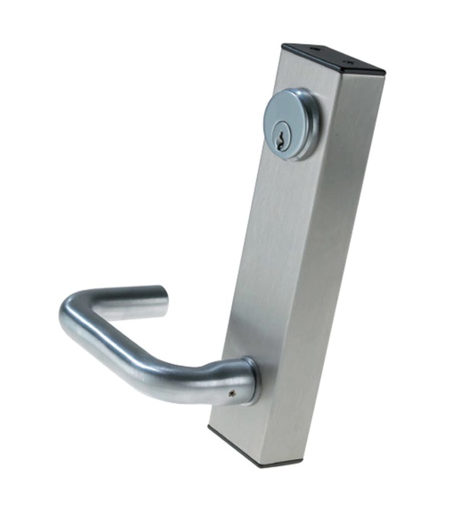 Adams Rite 3080E02-0-3U-50-32D 24V Fail Secure Electrified Entry Trim with Round Lever in Satin Stainless