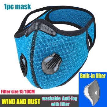 5-Layer Activated Carbon Nylon Cycling Face Mask, Blue