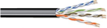 West Penn 4246OSPBK1000 8 Conductor, 23 AWG Solid Outdoor Rated CAT 6 Cable, 1000′, Black