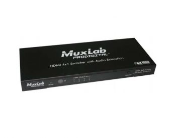 Muxlab 500430 HDMI 4X1 Switcher with Audio Extraction, UHD-4K