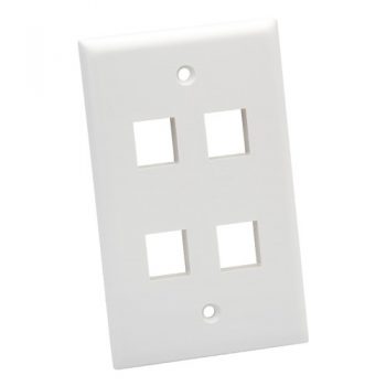 Platinum Tools 604WH-25 Standard 4-Port Wall Plate, White, 25-Pack