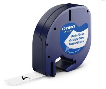 Dymo 91331 RHINO LT Plastic Labels 1/2″ Black/White