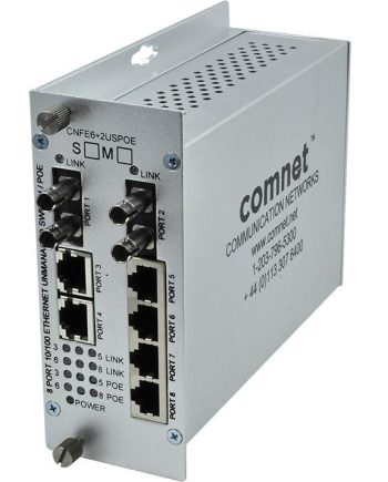 Comnet CNFE6+2USPOE-S 8 Port 10/100 Mbps Ethernet Self-Managed Switch 2FX Single Mode, 6TX (PoE)
