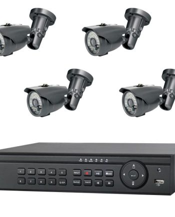 Cantek Plus CTPK-TV61B4-1T 4 Channel DVR, 1TB Kit with 4 x 720p HD-TVI IR Bullet Cameras, Gray