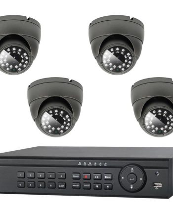 Cantek Plus CTPK-TV61E4-1T 4 Channel DVR, 1TB Kit with 4 x 720P HD-TVI IR Eyeball Cameras, Gray