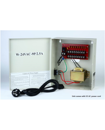 Cantek CT-W-24VAC9P-2-5A 9 PTC Output CCTV Distributed Power Supply