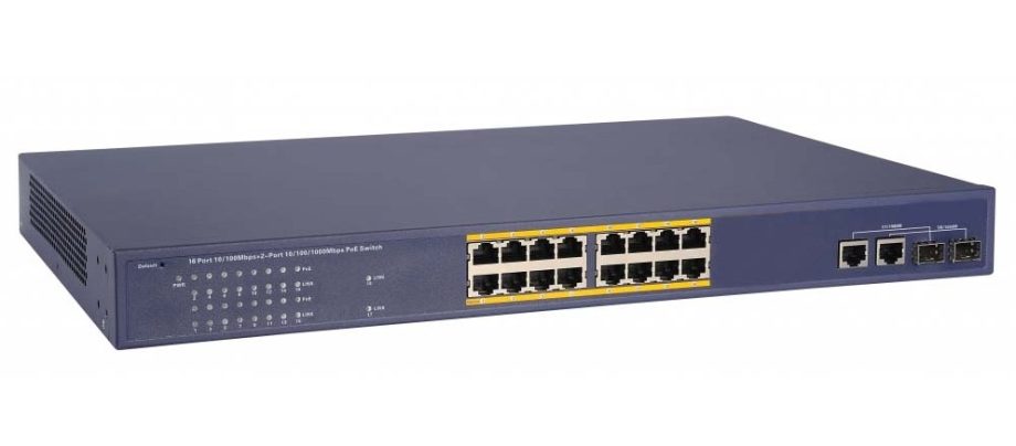 Cantek CT-W-POESW16P-2G-250 16 Channel PoE Plus Switch