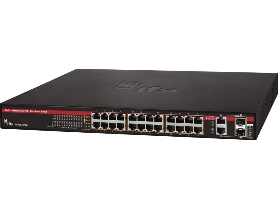 GE Security Interlogix ES2402-24P-2C 24-Port Fast Ethernet PoE-at Web Smart Managed Switch