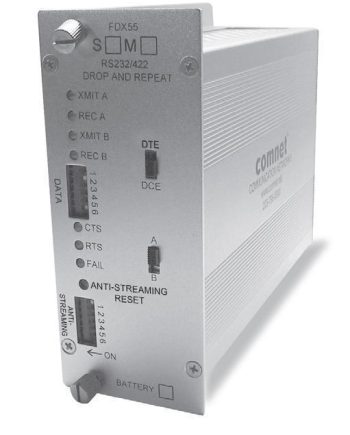 Comnet FDX55S1BE RS232/422, DB25 Repeater, SM, 1 Fiber