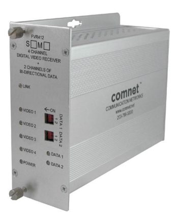 Comnet FVR412S1 4-Channel Digitally Encoded Video Receiver + 2 Bi-directional Data Channels, sm, 1 Fiber