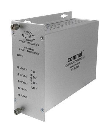 Comnet FVT40A4S 4-Channel Digitally Encoded Video Transmitter + 4 Audio Channels, sm, 1 Fiber