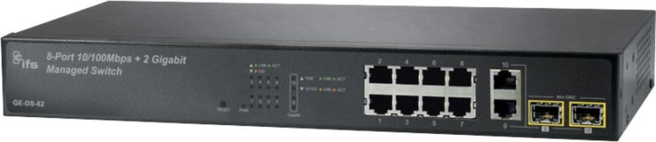 GE Security Interlogix GE-DS-82 8-Port Fast Ethernet Layer 2+ Managed Switch