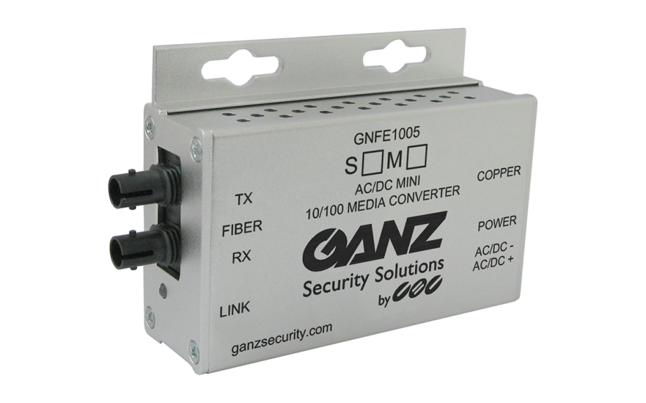 Ganz GNFE1005S2 100Mbps Media Converter, ST Connector, SM, 2 Fiber