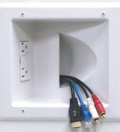 Peerless-AV IBA5-W In-Wall Plastic Cable Plate With Surge Suppressor