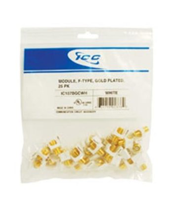 ICC IC107BGCWH Gold Plated F-Type Coupler, 3 GHz, 25-Pk, White