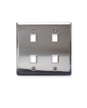 ICC IC107DF4SS Faceplate, Stainless Steel, 2-Gang, 4-Port