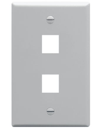 ICC IC107F02GY Faceplate, Flat, 1-Gang, 2-Port, Gray