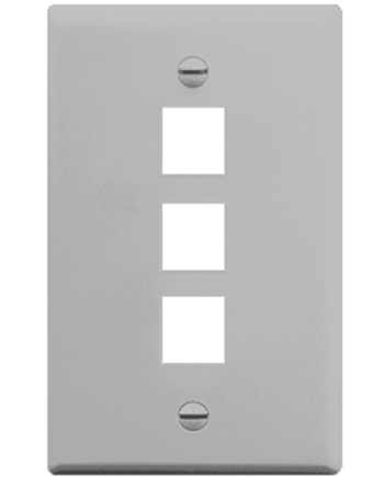 ICC IC107F03GY Faceplate, Flat, 1-Gang, 3-Port, Gray