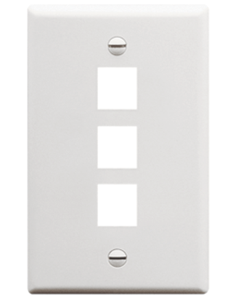 ICC IC107F03WH Faceplate, Flat, 1-Gang, 3-Port, White