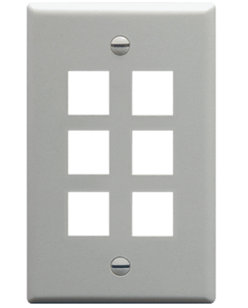 ICC IC107F06GY Faceplate, Flat, 1-Gang, 6-Port, Gray