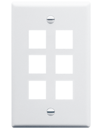 ICC IC107F06WH Faceplate, Flat, 1-Gang, 6-Port, White