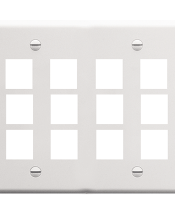 ICC IC107F12WH Faceplate, Flat, 2-Gang, 12-Port, White