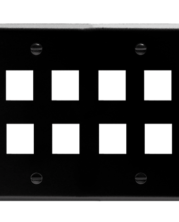 ICC IC107FD8BK Faceplate, Flat, 2-Gang, 8 Port, Black