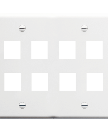 ICC IC107FD8WH Faceplate, Flat, 2-Gang, 8-Port, White