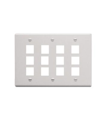 ICC IC107FT0WH Faceplate, Flat, 3-Gang, 12-Port, White