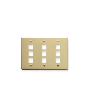 ICC IC107FT9IV Faceplate, Flat, 3-Gang, 9-Port, Ivory