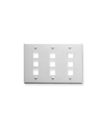 ICC IC107FT9WH Faceplate, Flat, 3-Gang, 9-Port, White
