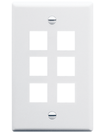 ICC IC107LF6WH Faceplate, Oversized, 6-Port, White