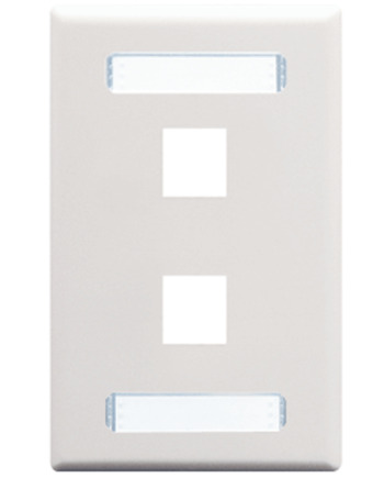 ICC IC107S02WH Faceplate, ID, 1-Gang, 2-Port, White