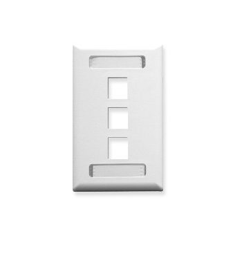 ICC IC107S03WH Faceplate, ID, 1-Gang, 3-Port, White