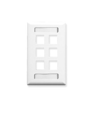 ICC IC107S06WH Faceplate, ID, 1-Gang, 6-Port, White